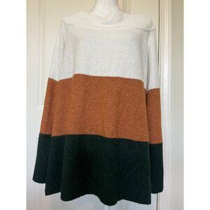 Andrée By Unit Color Block Sweater 3X Wide Neck Off the Shoulder Oversized Comfy